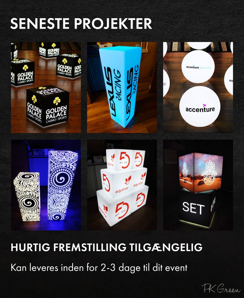 Lysskilt med egen Branding, Fritstående RGB Lysskilt Skammel Bord