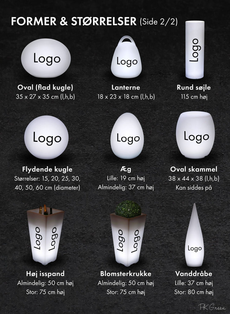 LED Gulvlampe Eget Design eller Logo, Lysskilt med Baglys