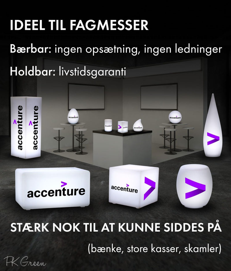 Skræddersyet Reklame Skammel Bord, Fritstående Lyskasse, Kube, Hvid