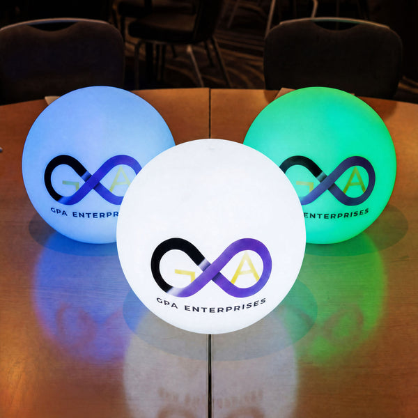 Tilpasselig Rund LED Lysboks, Kugleformet Gulvlampe med Logo, Lysstærk Fritstående Bagbelyst Lysskilt til Konference, Event