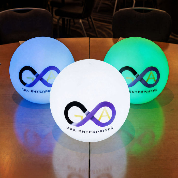 Tilpasselig Rund LED Lysboks, Kugleformet Gulvlampe med Logo, Lysstærk Fritstående Bagbelyst Lysskilt til Konference, Event