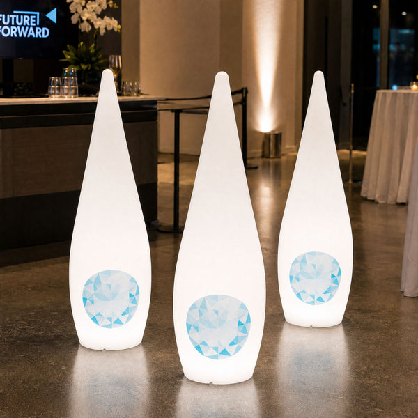 Personlig LED Dråbeformet Lyskasse med Logo, Enestående Fritstående Lysskilt til Business Event, Trade Show, Expo