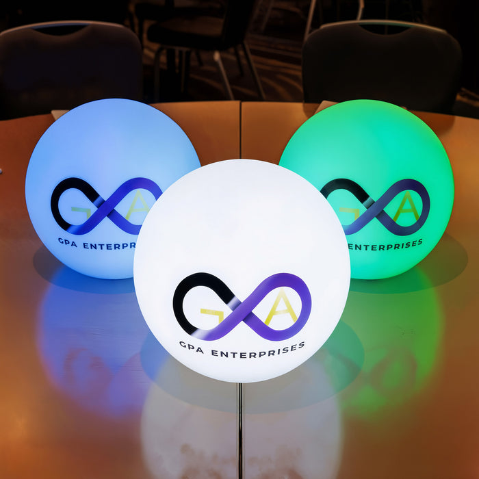 Tilpasselig Rund LED Lysboks, Kugleformet Gulvlampe med Logo, Lysstærk Fritstående Bagbelyst Lysskilt til Konference, Event