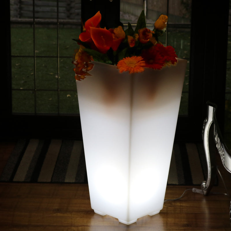 Høj LED Blomstervase Plantepotte, 75cm Lysende Dekorativ Stående Gulvlampe, E27, Hvid