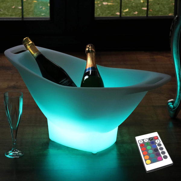 Lysende LED champagnespand med fjernbetjening, ledningsfri, flerfarvet