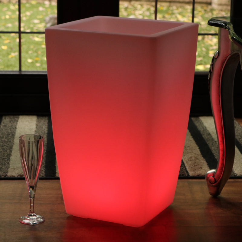 LED Gulvvase, 50cm Lysende Plantepotte, Flerfarvet RGB Gulv Standerlampe med Fjernbetjening