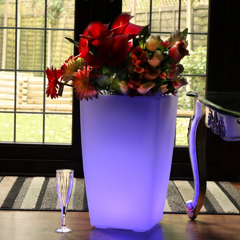 LED Gulvvase, 50cm Lysende Plantepotte, Flerfarvet RGB Gulv Standerlampe med Fjernbetjening