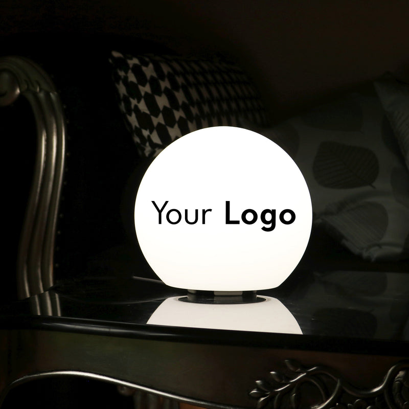 LED Bordlampe Eget Design, Reklame Lysskilt Valgfrit Logo, 15 cm Kugle