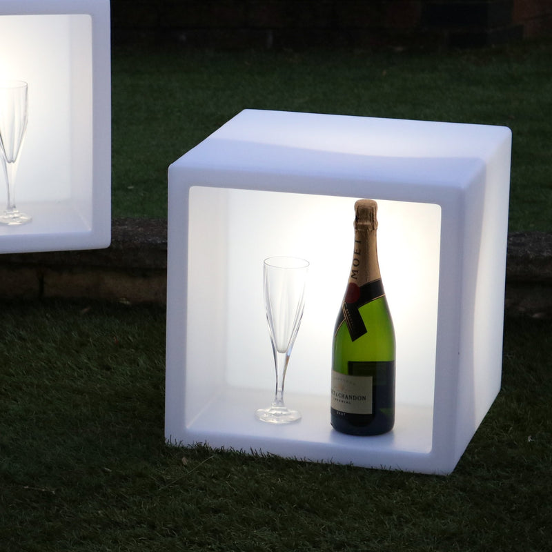 LED Drinks Display Fremvisning, Champagne Vin Stander Skab, Lysende Bærbar Bar, 40 x 40 cm