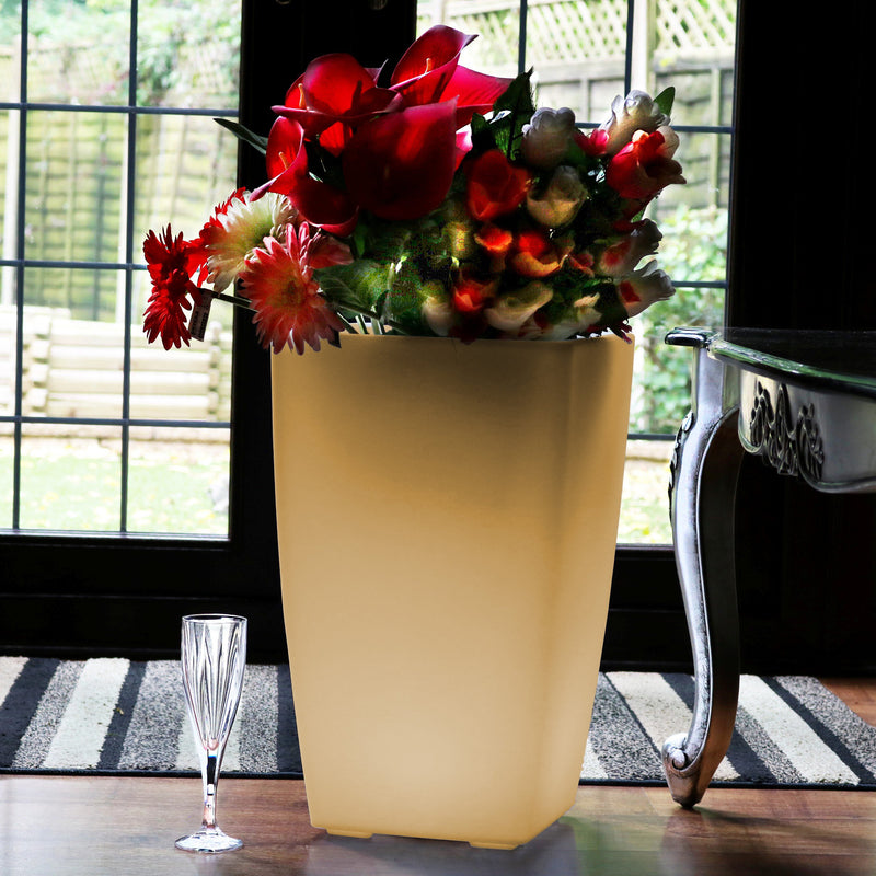 Lysende 50cm Stående Vase, LED Blomsterkrukke Potte, Dekorativ Lampe, Varm Hvid