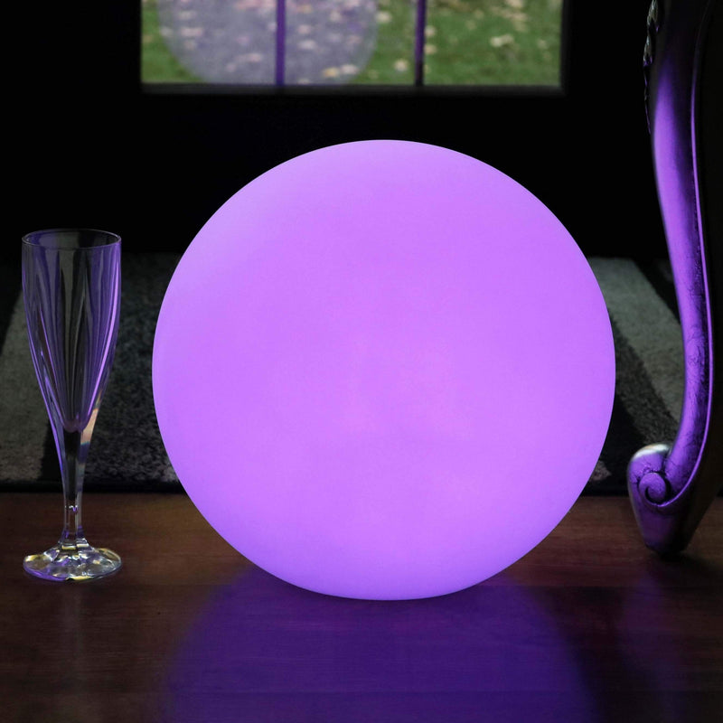 Ledningsfri luminøs LED sfære, 30cm, RGB flerfarvet bordlampe