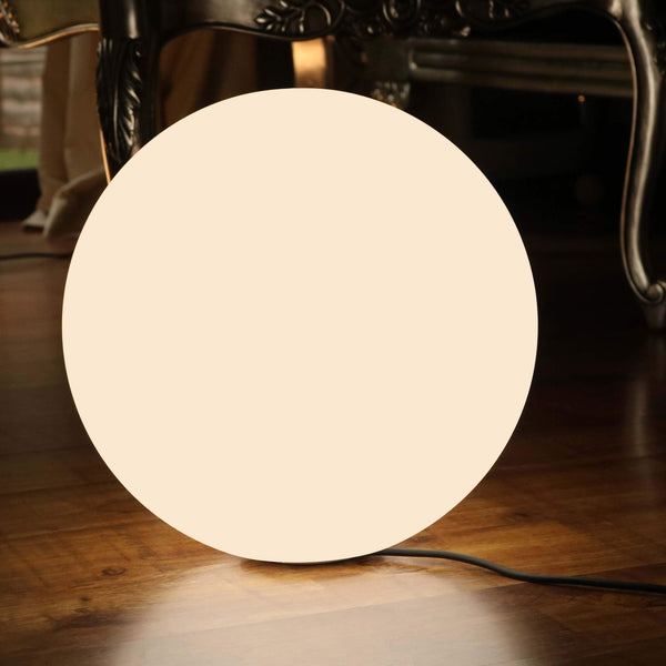 Dæmpbar rund bordlampe, 30cm sfære, LED E27 varm hvid