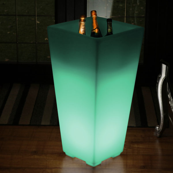 75cm LED Stående Vinkøler Champagnespand, Lysende Have Udendørs Drikkevare Isholder