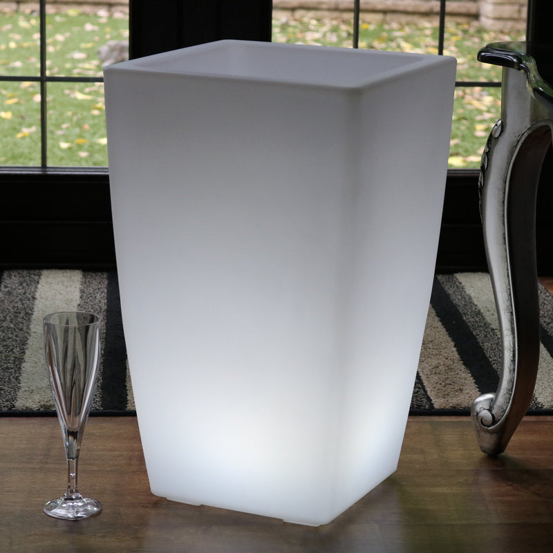 LED Blomstervase Plantepotte, 50cm Lysende Dekorativ Stander Gulvlampe, E27, Hvid