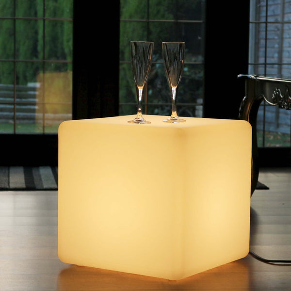 40cm LED kube skammel, moderne E27 varm hvid gulv stikkontaktlampe