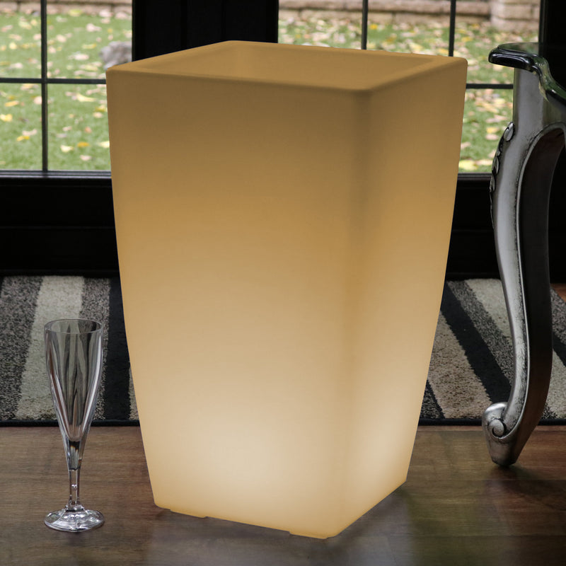 Lysende 50cm Stående Vase, LED Blomsterkrukke Potte, Dekorativ Lampe, Varm Hvid
