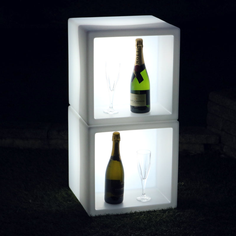 LED Drinks Display Fremvisning, Champagne Vin Stander Skab, Lysende Bærbar Bar, 40 x 40 cm