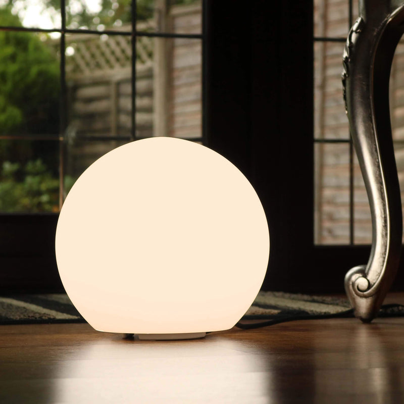 Dæmpbar rund LED bordlampe, 25cm, dekorativ bold, varm hvid pære