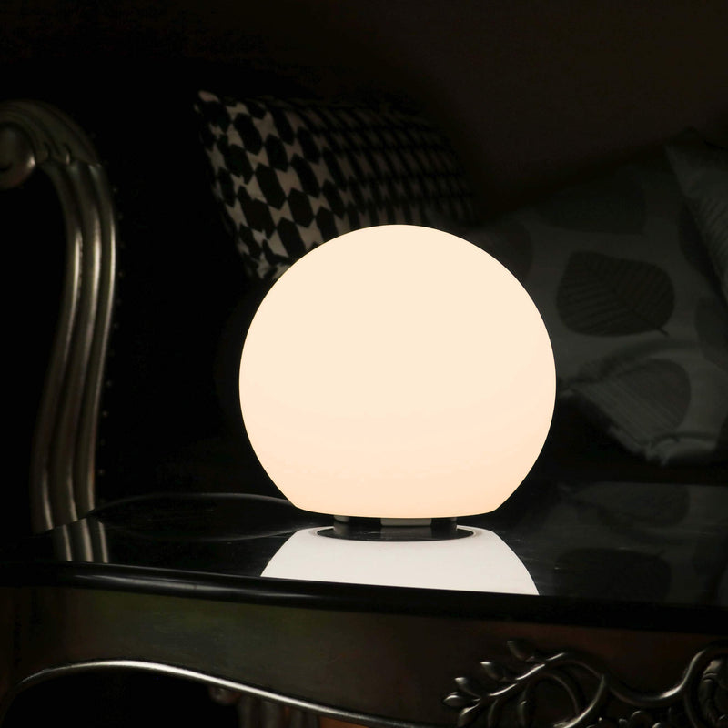 Moderne rund sengebordslampe, 20cm bold, varm hvid LED lys