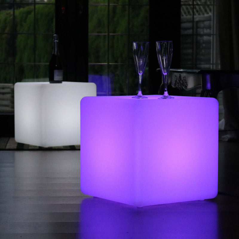 LED kube skammel, 40cm høj, flerfarvet gulvlampe til stikkontakt