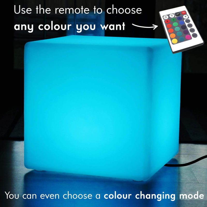 60cm LED RGB Kasse Stol Skammel med Ledning, Stor Flerfarvet Gulvlampe