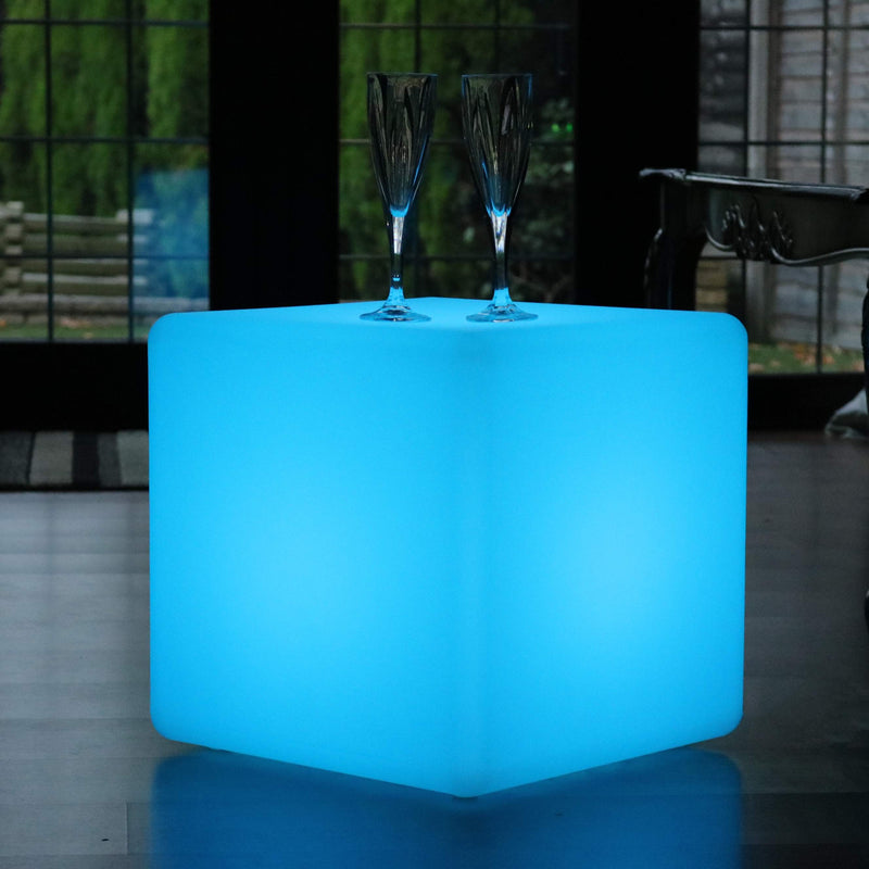 LED kube 40cm, lysende skammel, ledningsfri gulvlampe til stue