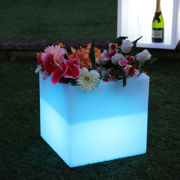 Firkantet LED Blomsterkrukke Plantepotte Dekoration, Ledningsfri Flerfarvet Gulv Bordlampe Stue