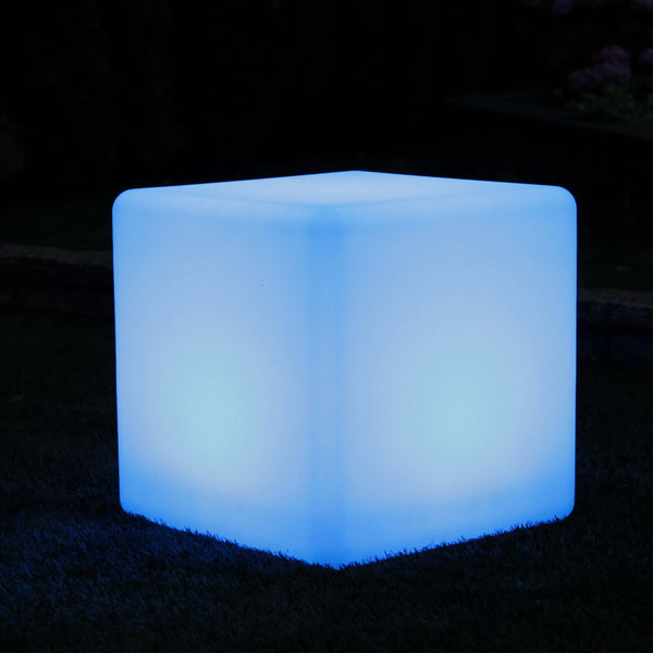 Udendørs LED kube 40cm, lysende skammel, vandtæt gulvlampe til have