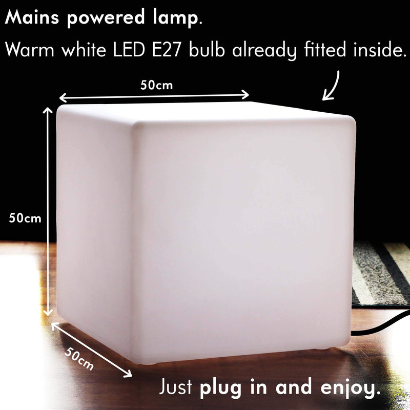 Stor 50cm LED lampe skammel, gulvlampe til stikkontakt, varm hvid