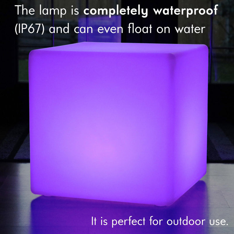 Stor 60cm LED Kube Stol Siddeplads, Genopladelig RGB Gulvlampe i Flere Farver