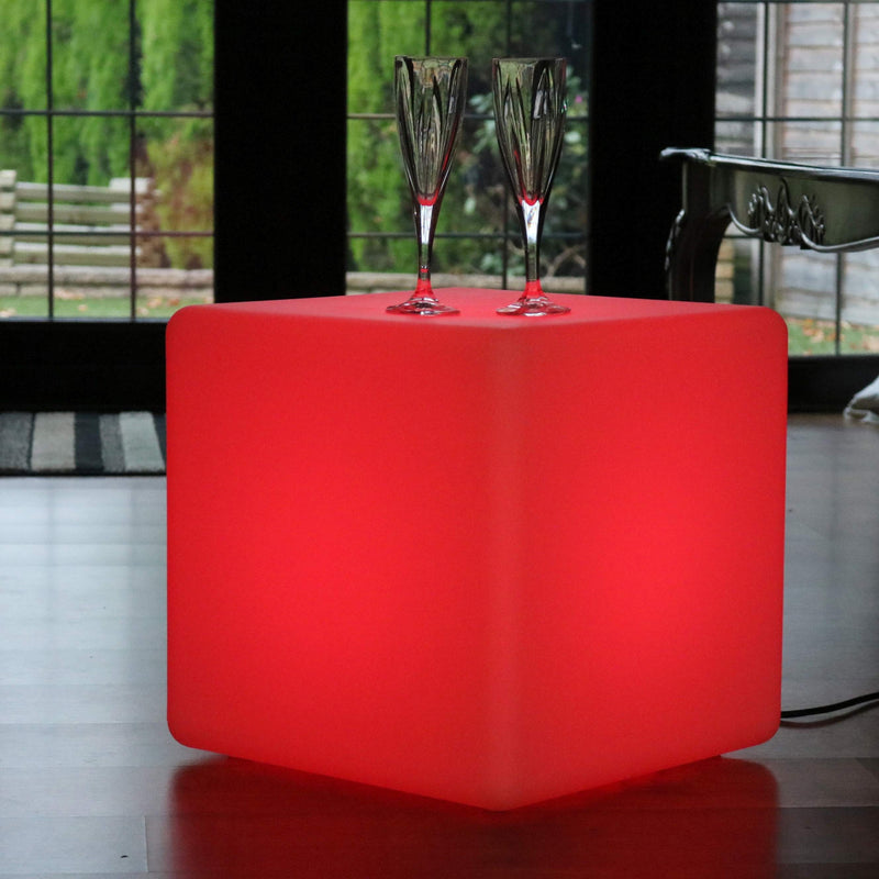LED kube skammel, 40cm høj, flerfarvet gulvlampe til stikkontakt