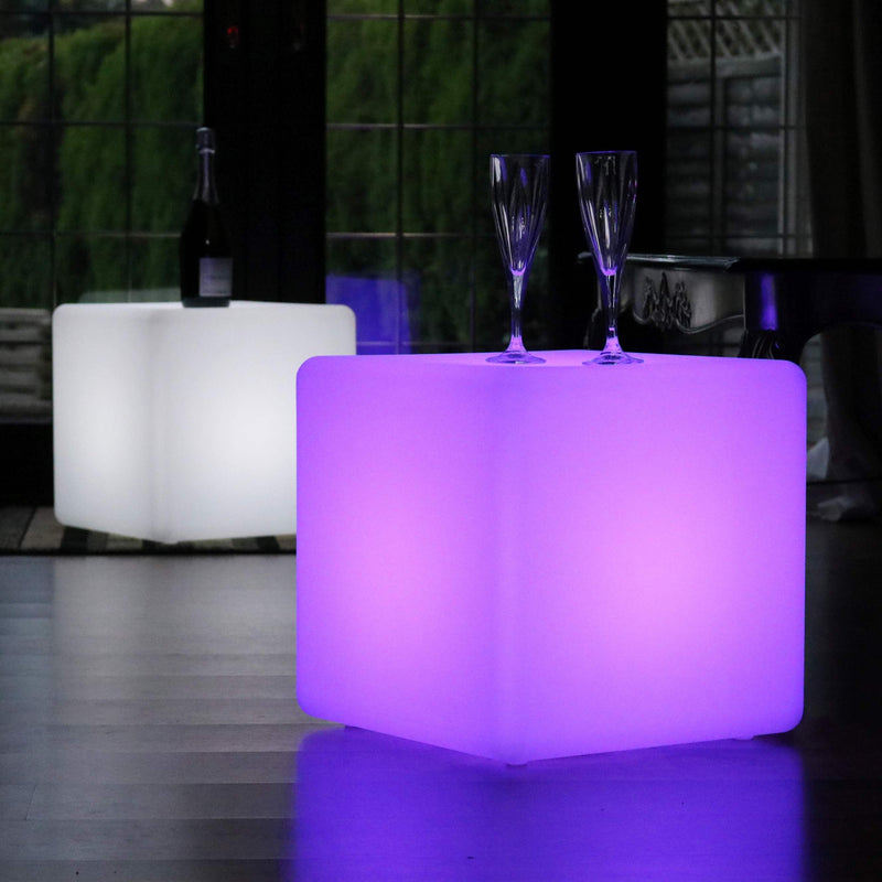 LED kube 40cm, lysende skammel, ledningsfri gulvlampe til stue