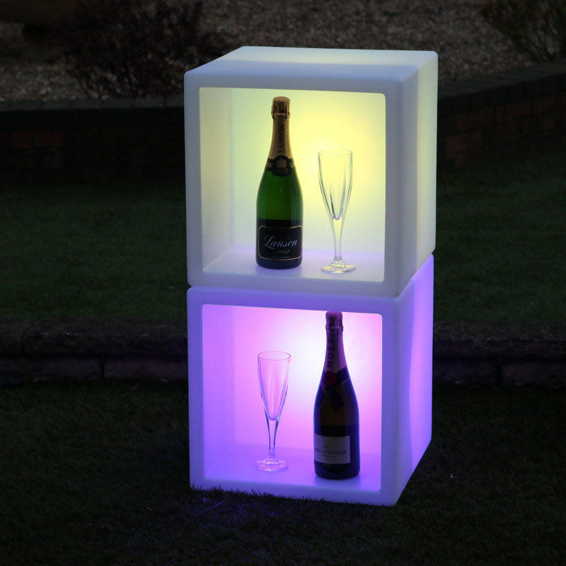 LED Drinks Display Fremvisning, Champagne Vin Stander Skab, Lysende Bærbar Bar, 40 x 40 cm