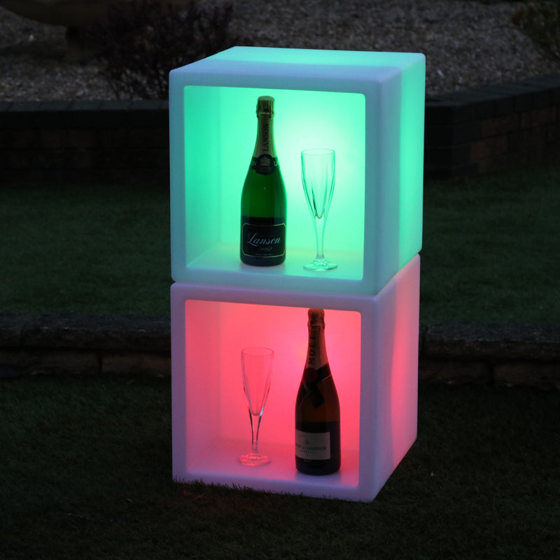 LED Drinks Display Fremvisning, Champagne Vin Stander Skab, Lysende Bærbar Bar, 40 x 40 cm