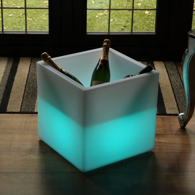 LED Drinks Display Fremvisning, Champagne Vin Stander Skab, Lysende Bærbar Bar, 40 x 40 cm