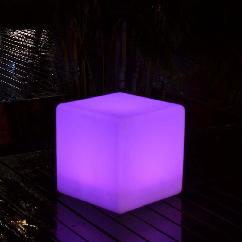 Udendørs LED kube 40cm, lysende skammel, vandtæt gulvlampe til have