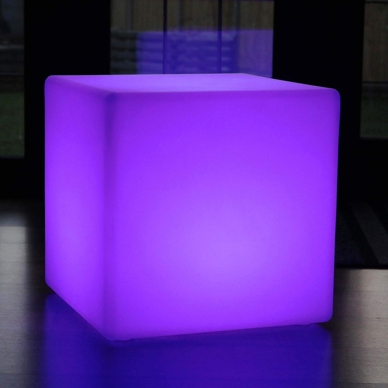 Stor LED skammel, ledningsfri farveskiftende gulvlampe, 50cm puf