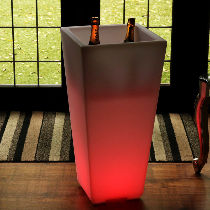 75cm LED Stående Vinkøler Champagnespand, Lysende Have Udendørs Drikkevare Isholder