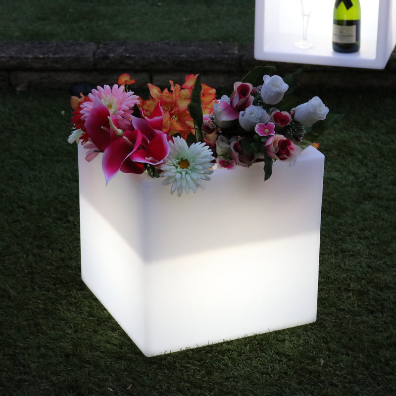 Stor 40 x 40 cm LED Isspand Vinkøler Champagnekøler, Drinks og Flaskeholder, RGB Multi Farve