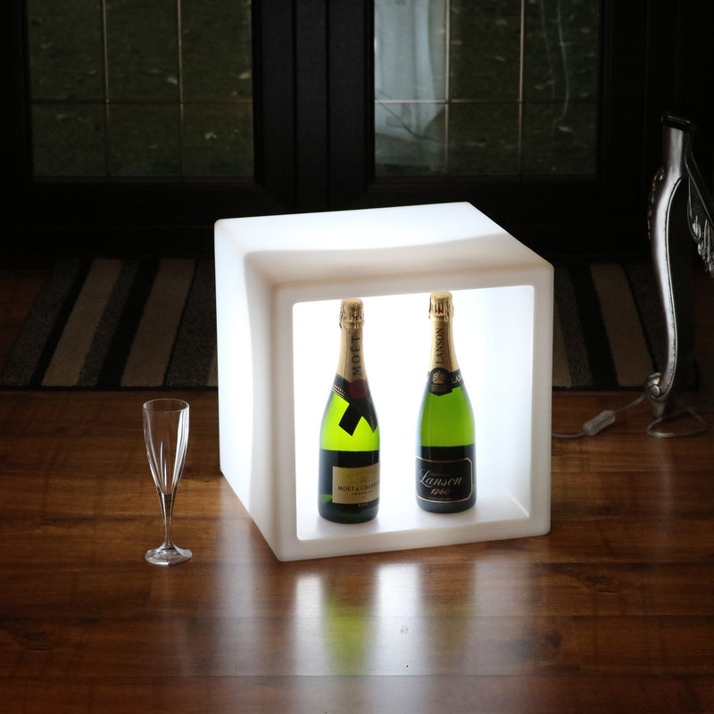 LED Drinks Display Fremvisning, Champagne Vin Stander Skab, Lysende Bærbar Bar, 40 x 40 cm
