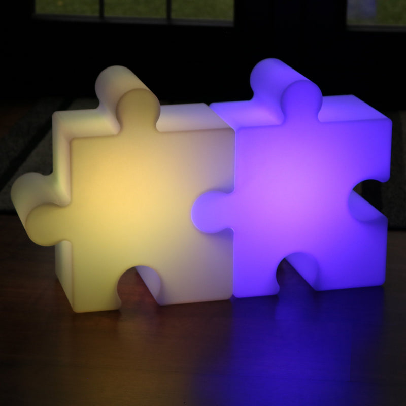 LED Puslespil Brik Lampe, Genopladelig Lampe til Børn, Skifter Farve