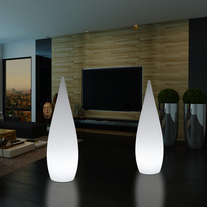 150cm 1,5m Høj Designer LED E27 Gulvlampe, Dekorativ Dråbeformet Lampe, Hvid