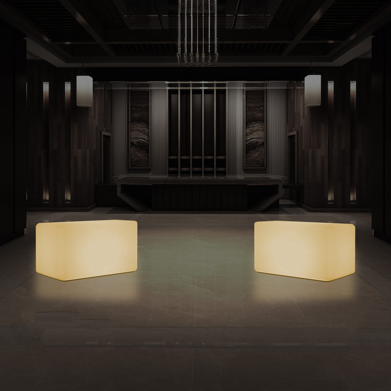 Lysende LED Bænk Skammel Siddeplads, Varm Hvid E27 Gulvlampe Sæde, 55 x 35cm