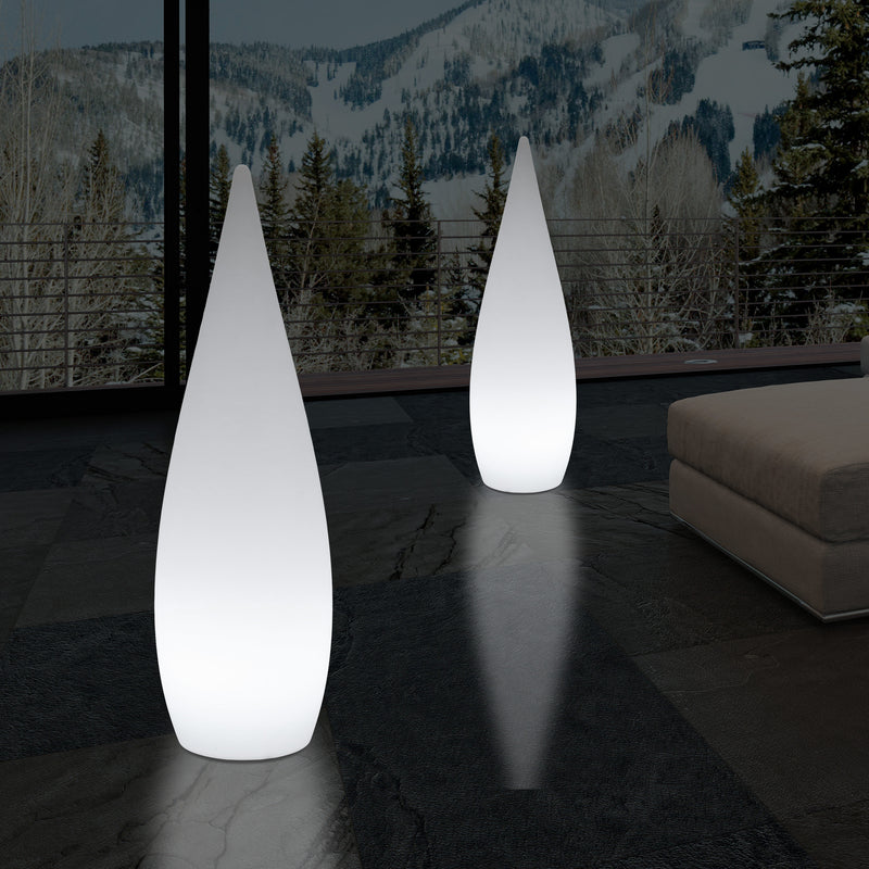150cm 1,5m Høj Designer LED E27 Gulvlampe, Dekorativ Dråbeformet Lampe, Hvid