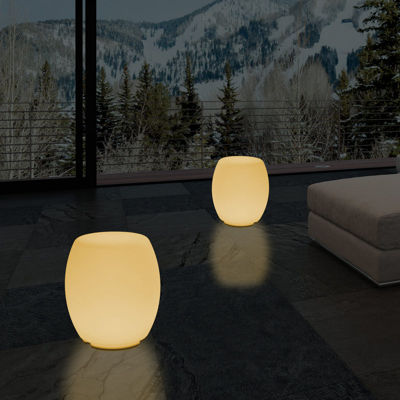 Lysende Skammel Stol Gulvlampe til Soveværelse, 44cm Designer LED Belysning, Varm Hvid