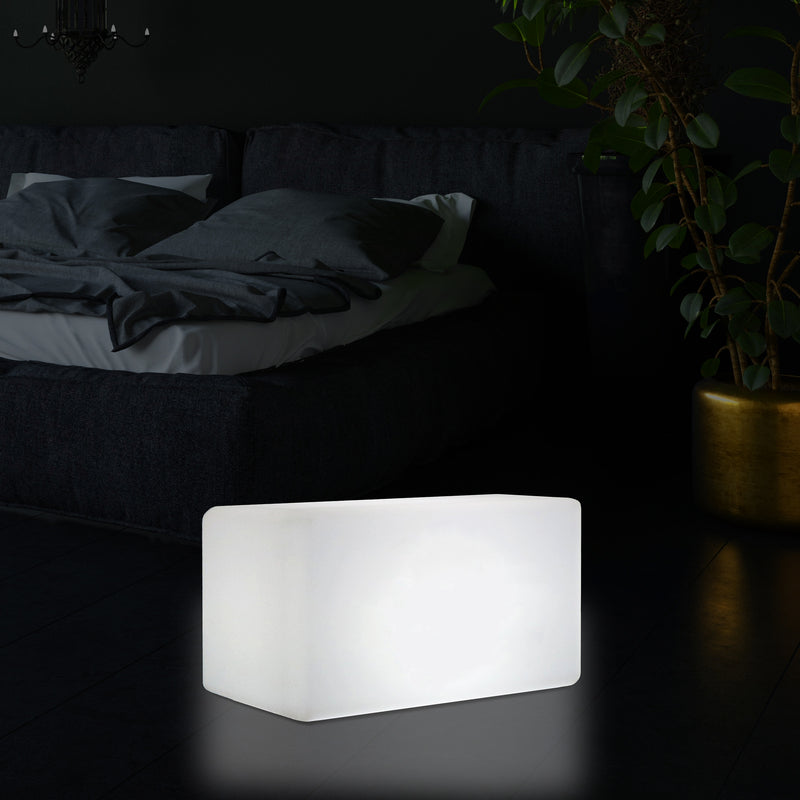 LED Skammel Bænk Stol Lampe, 55 x 35 cm, Moderne E27 Gulvlampe til Stue, Hvid