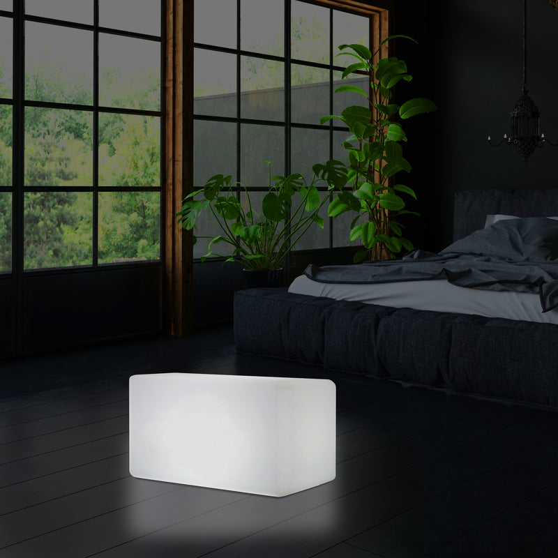 LED Skammel Bænk Stol Lampe, 55 x 35 cm, Moderne E27 Gulvlampe til Stue, Hvid