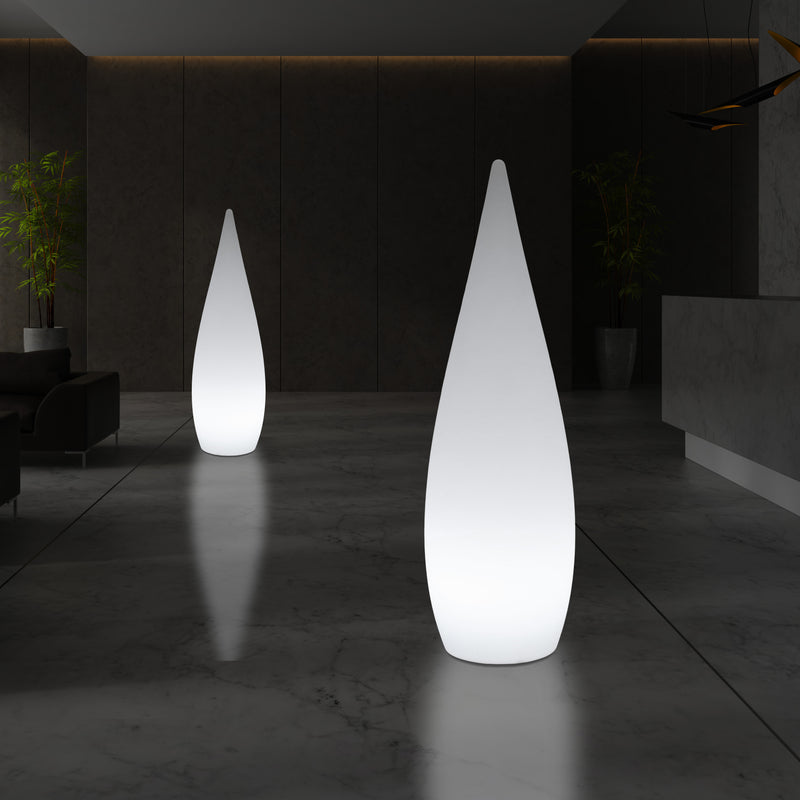 150cm 1,5m Høj Designer LED E27 Gulvlampe, Dekorativ Dråbeformet Lampe, Hvid