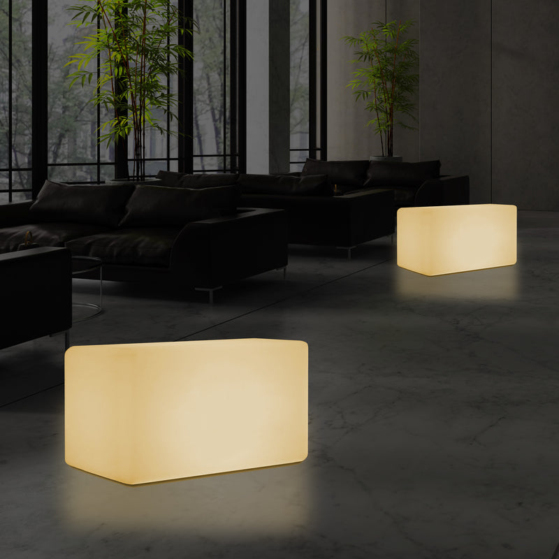 Lysende LED Bænk Skammel Siddeplads, Varm Hvid E27 Gulvlampe Sæde, 55 x 35cm