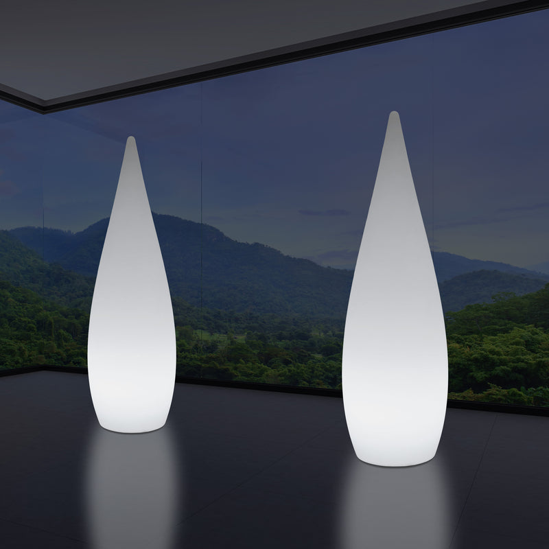 150cm 1,5m Høj Designer LED E27 Gulvlampe, Dekorativ Dråbeformet Lampe, Hvid